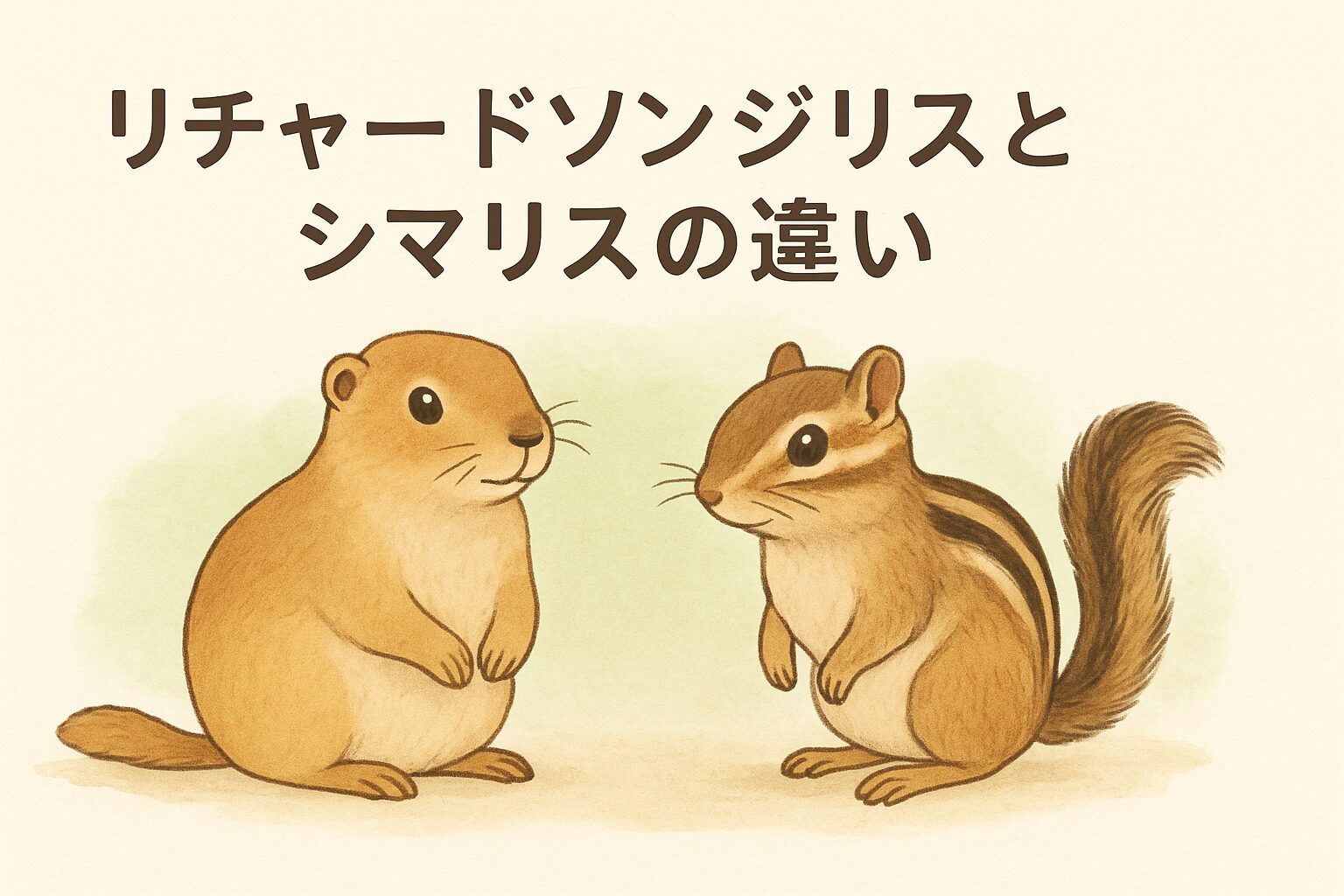 リチャードソンジリスとシマリスが並んで座っているイラスト