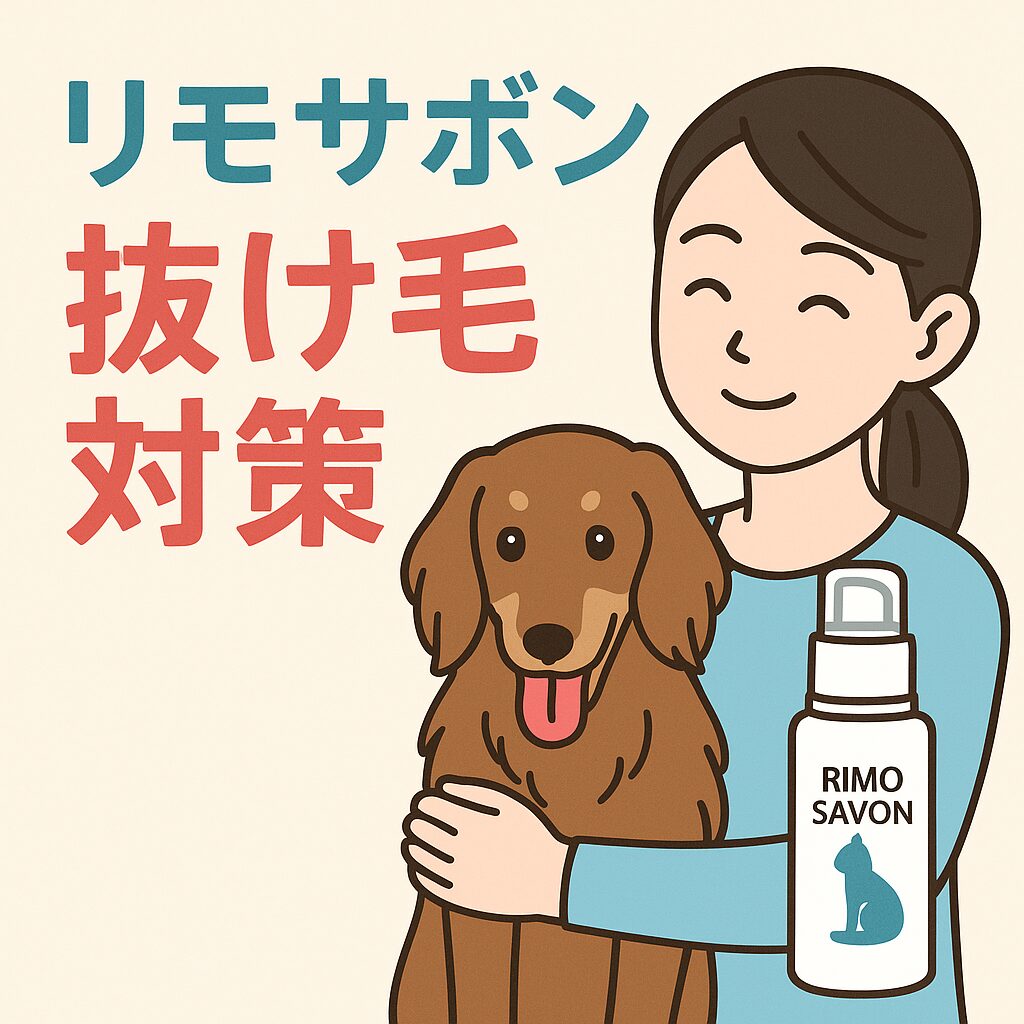 衣類に付くペットの抜け毛を軽減する衣類用洗剤リモサボン。うさぎ・犬・猫の抜け毛対策に便利なアイテムです。