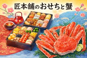 全国の有名料亭が監修したおせちと、超特大サイズの蟹を一緒に楽しめる年末年始の贅沢グルメ。