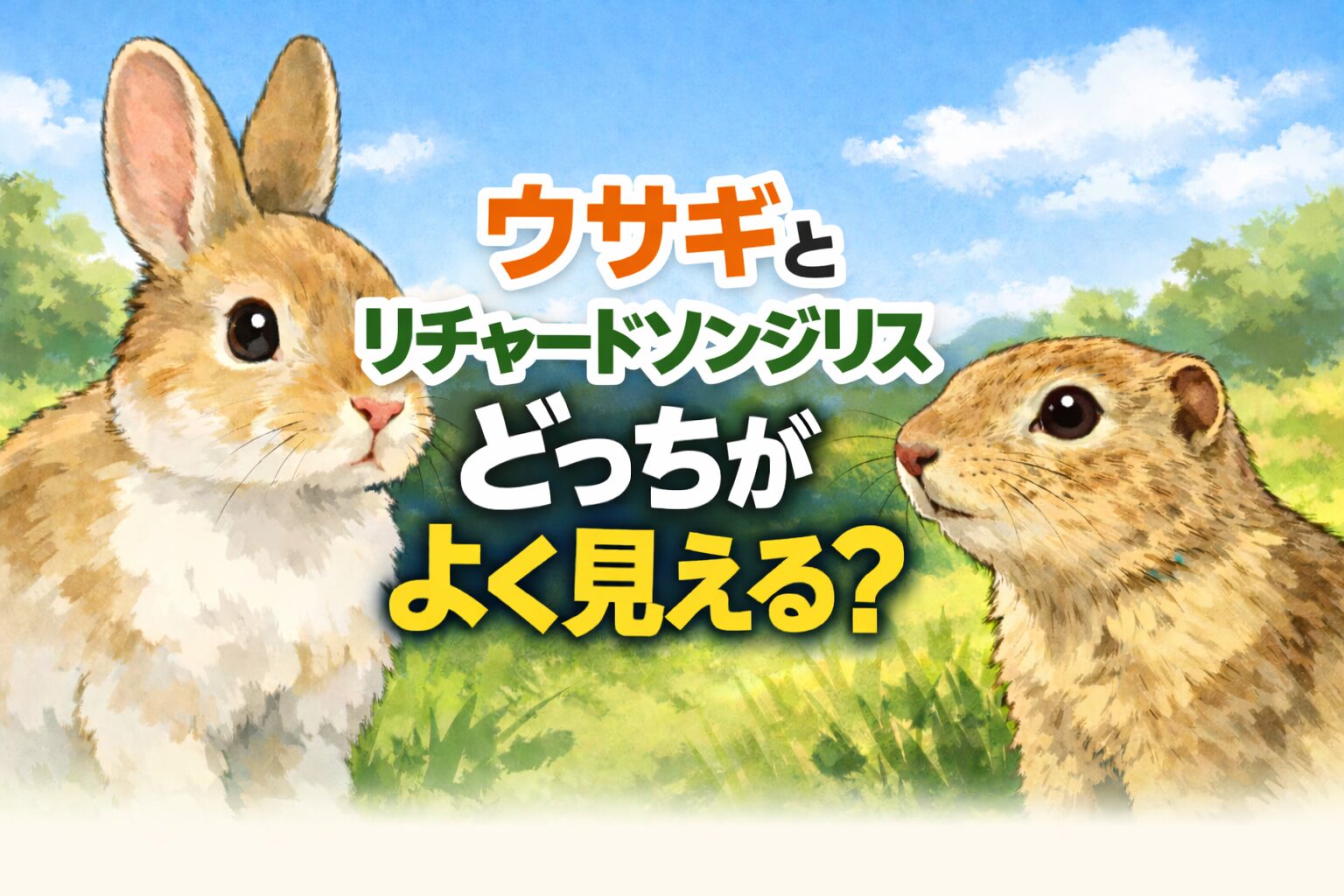 うさぎとリチャードソンジリスの視力・視野を比較