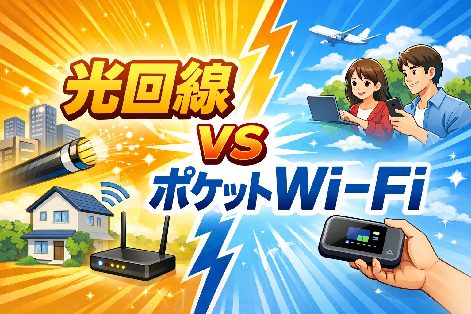 光回線 vs ポケットWi-Fiどっちがお得?