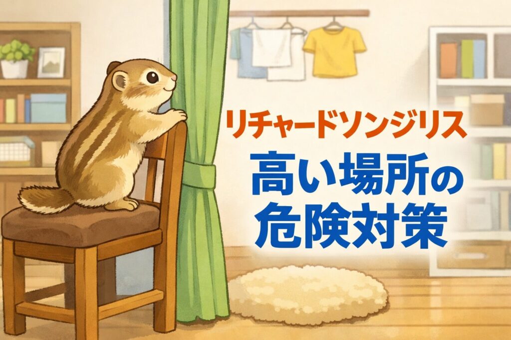 リチャードソンジリスが室内で高い場所に登る理由と、落下事故を防ぐための具体的な安全対策を解説します。