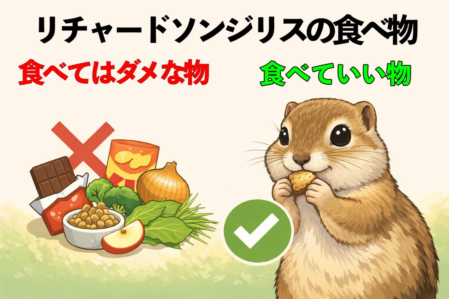 リチャードソンジリスが食べてはいけない物と食べていい物を分かりやすく解説。安全な食事や注意したい食材をまとめています。