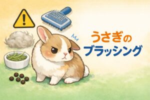 ブラッシングを嫌がるうさぎの様子をイメージしたイラスト
